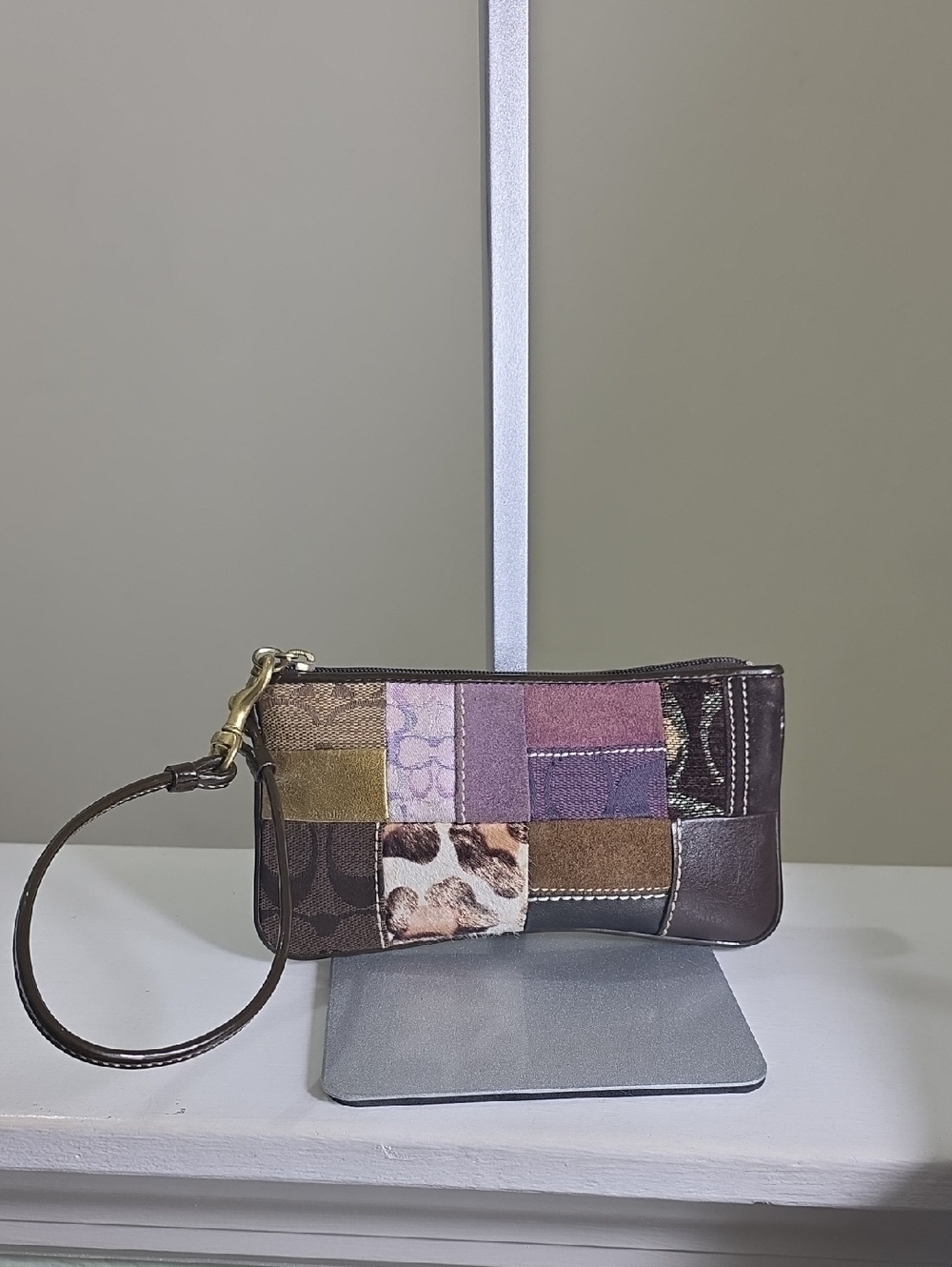 Coach Rare Patchwork Haircalf Wristlet/Wallet VGUC